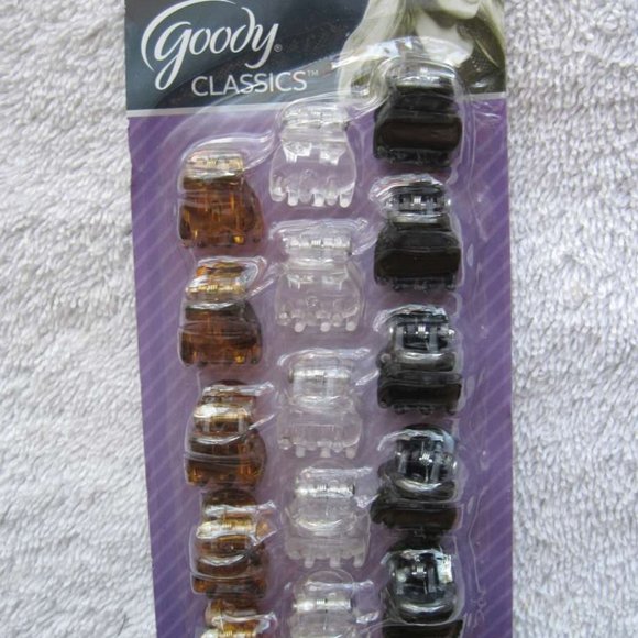 15 Goody Small Claw Clips Mini 1/2" Hair Jaw Plastic Black Clear Tortoise Brown - Picture 4 of 8